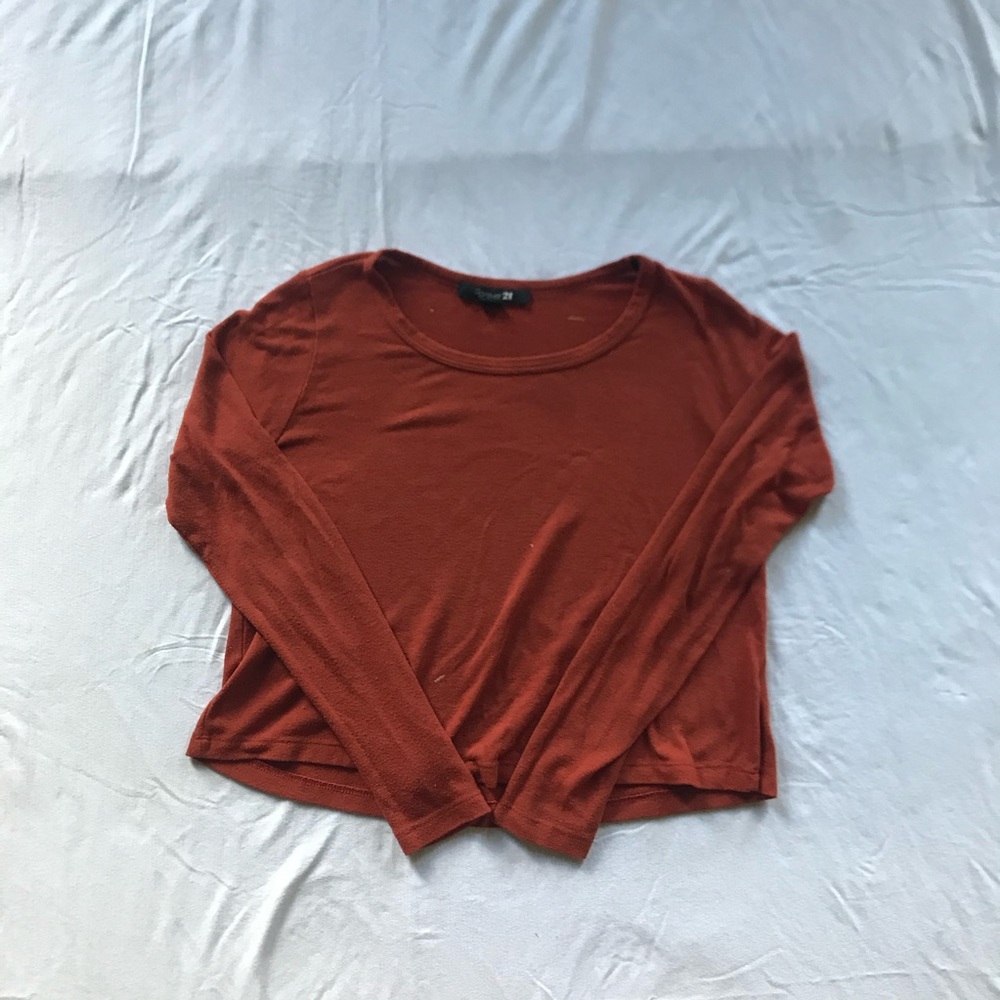 Forever 21 Long Sleeve Orange Crop Top